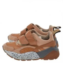 Stella McCartney Brown Faux Leather And Faux Suede Eclypse Velcro Strap Sneakers Size 37 For Women -Stella McCartney Sales luxury women stella mccartney used shoes p525846 002