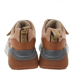 Stella McCartney Brown Faux Leather And Faux Suede Eclypse Velcro Strap Sneakers Size 37 For Women -Stella McCartney Sales luxury women stella mccartney used shoes p525846 003