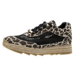 Stella McCartney Leopard Print Canvas And Mesh Espadrille Sneakers Size 39 For Women