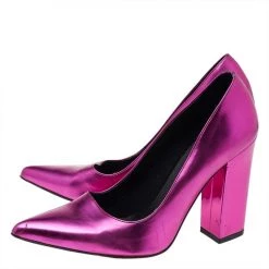 Stella McCartney Metallic Pink Faux Leather Block Heel Pointed-Toe Pumps Size 36 For Women -Stella McCartney Sales luxury women stella mccartney used shoes p527901 1635915312 002