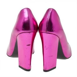 Stella McCartney Metallic Pink Faux Leather Block Heel Pointed-Toe Pumps Size 36 For Women -Stella McCartney Sales luxury women stella mccartney used shoes p527901 1635915315 003