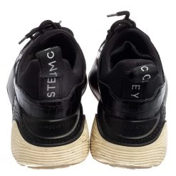 Stella McCartney Black Faux Leather And Faux Croc Leather Sneakers Size 38 For Women -Stella McCartney Sales luxury women stella mccartney used shoes p543627 005