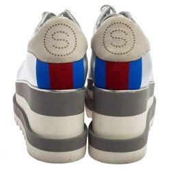 Stella McCartney Silver Faux Leather Elyse Platform Derby Sneakers Size 37 For Women -Stella McCartney Sales luxury women stella mccartney used shoes p551586 004