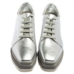Stella McCartney Silver Faux Leather Elyse Platform Derby Sneakers Size 37 For Women -Stella McCartney Sales luxury women stella mccartney used shoes p551586 006