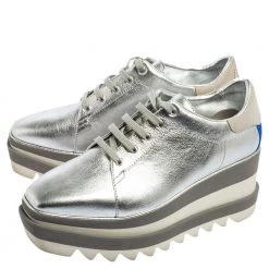 Stella McCartney Silver Faux Leather Elyse Platform Derby Sneakers Size 37 For Women -Stella McCartney Sales luxury women stella mccartney used shoes p551586 007