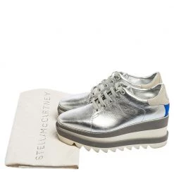 Stella McCartney Silver Faux Leather Elyse Platform Derby Sneakers Size 37 For Women -Stella McCartney Sales luxury women stella mccartney used shoes p551586 009