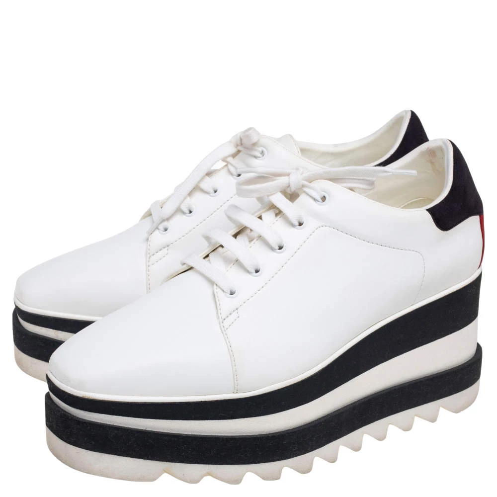 Stella McCartney White Faux Leather Elyse Platform Derby Size 37 For Women 6 Stella McCartney White Faux Leather Elyse Platform Derby Size 37 For Women - Image 4
