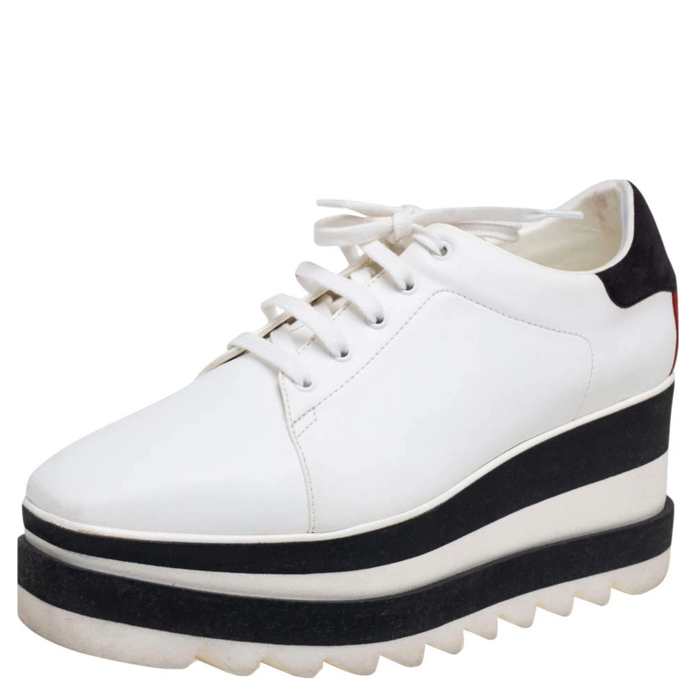 Stella McCartney White Faux Leather Elyse Platform Derby Size 37 For Women 3 Stella McCartney White Faux Leather Elyse Platform Derby Size 37 For Women