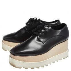 Stella McCartney Black Faux Leather Elyse Platform Derby Sneakers Size 37 For Women 13 Stella McCartney Black Faux Leather Elyse Platform Derby Sneakers Size 37 For Women -Stella McCartney Sales luxury women stella mccartney used shoes p552289 003