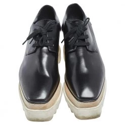 Stella McCartney Black Faux Leather Elyse Platform Derby Sneakers Size 37 For Women 12 Stella McCartney Black Faux Leather Elyse Platform Derby Sneakers Size 37 For Women -Stella McCartney Sales luxury women stella mccartney used shoes p552289 004