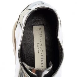 Stella McCartney Silver Faux Patent And Leather Elyse Star Platform Lace Up Sneakers Size 37 For Women -Stella McCartney Sales luxury women stella mccartney used shoes p554365 006