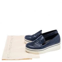 Stella McCartney Blue Faux Snakeskin Embossed Leather Platform Binx Sneakers Size 37 For Women -Stella McCartney Sales luxury women stella mccartney used shoes p554641 002