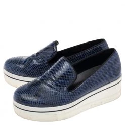 Stella McCartney Blue Faux Snakeskin Embossed Leather Platform Binx Sneakers Size 37 For Women -Stella McCartney Sales luxury women stella mccartney used shoes p554641 003