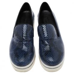 Stella McCartney Blue Faux Snakeskin Embossed Leather Platform Binx Sneakers Size 37 For Women -Stella McCartney Sales luxury women stella mccartney used shoes p554641 007