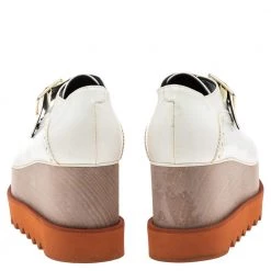Stella McCartney White Brogue Faux Leather Elyse Monk Platform Derby Size 37 For Women -Stella McCartney Sales luxury women stella mccartney used shoes p555236 006