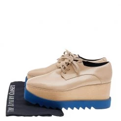 Stella McCartney Beige Faux Leather Elyse Platform Lace Up Derby Size 39 For Women -Stella McCartney Sales luxury women stella mccartney used shoes p556842 001