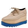 Stella McCartney Beige Faux Leather Elyse Platform Lace Up Derby Size 39 For Women -Stella McCartney Sales luxury women stella mccartney used shoes p556842 005