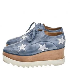 Stella McCartney Blue/Silver Faux Leather Elyse Star Platform Lace Up Sneakers Size 39 For Women 13 Stella McCartney Blue/Silver Faux Leather Elyse Star Platform Lace Up Sneakers Size 39 For Women -Stella McCartney Sales luxury women stella mccartney used shoes p557218 001