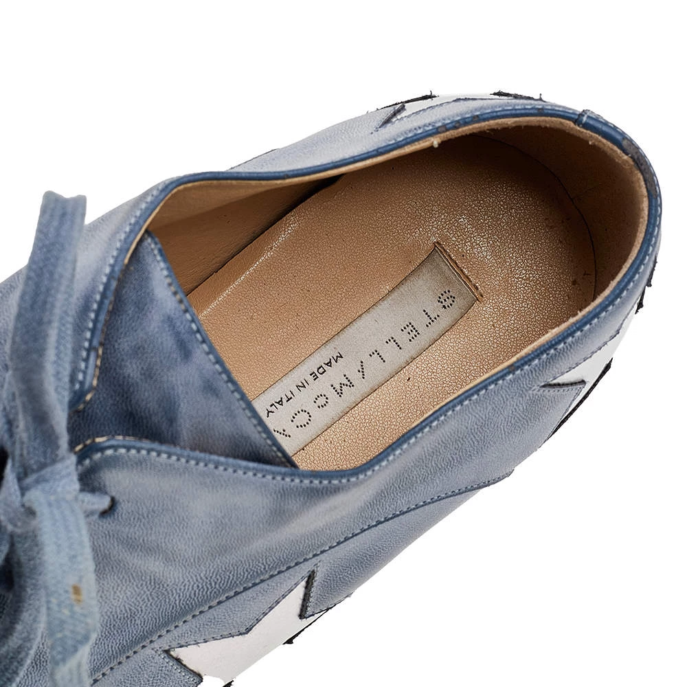 Stella McCartney Blue/Silver Faux Leather Elyse Star Platform Lace Up Sneakers Size 39 For Women 9 Stella McCartney Blue/Silver Faux Leather Elyse Star Platform Lace Up Sneakers Size 39 For Women - Image 7