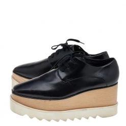 Stella McCartney Black Faux Leather Elyse Platform Derby Size 37.5 For Women -Stella McCartney Sales luxury women stella mccartney used shoes p557394 002
