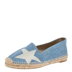 Stella McCartney Blue/White Star Print Denim Rocio Espadrille Flats Size 40 For Women