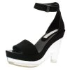 Stella McCartney Black Faux Suede Ankle Strap Platform Wedge Sandals Size 37 For Women -Stella McCartney Sales luxury women stella mccartney used shoes p56372 001