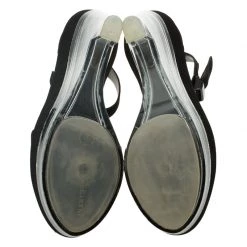 Stella McCartney Black Faux Suede Ankle Strap Platform Wedge Sandals Size 37 For Women -Stella McCartney Sales luxury women stella mccartney used shoes p56372 007