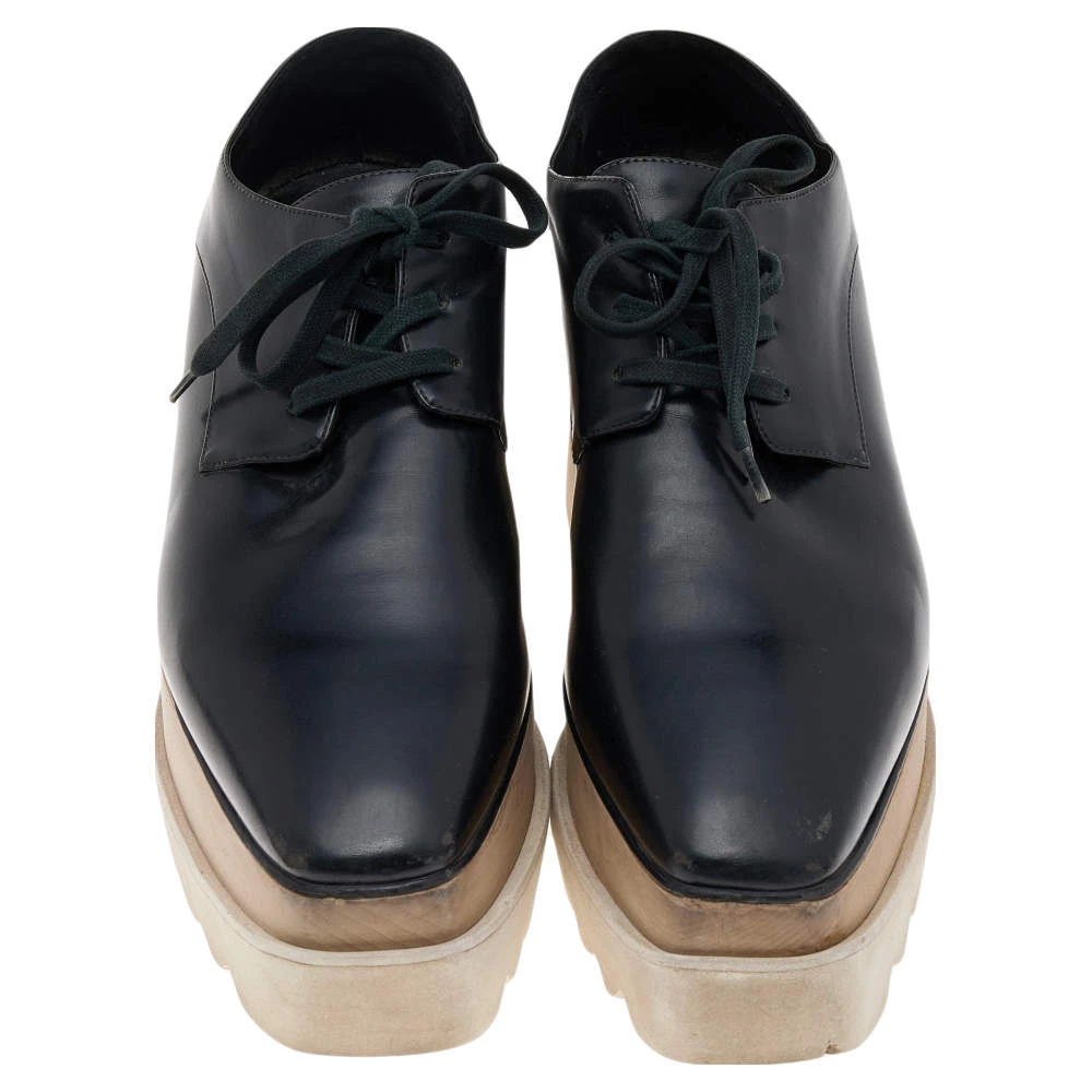 Stella McCartney Black Faux Leather Elyse Platform Derby Size 39 For Women 5 Stella McCartney Black Faux Leather Elyse Platform Derby Size 39 For Women - Image 3