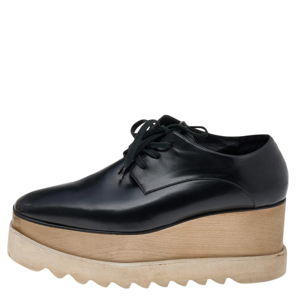 Stella McCartney Black Faux Leather Elyse Platform Derby Size 39 For Women 4 Stella McCartney Black Faux Leather Elyse Platform Derby Size 39 For Women - Image 2