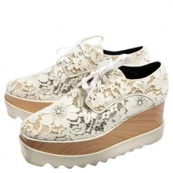 Stella McCartney White Lace Elyse Platform Lace Up Sneakers Size 37.5 For Women -Stella McCartney Sales luxury women stella mccartney used shoes p567957 004