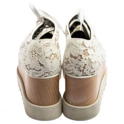 Stella McCartney White Lace Elyse Platform Lace Up Sneakers Size 37.5 For Women -Stella McCartney Sales luxury women stella mccartney used shoes p567957 005