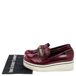Stella McCartney Burgundy Faux Leather Chain Link Platform Slip On Loafers Size 39 For Women -Stella McCartney Sales luxury women stella mccartney used shoes p571223 002
