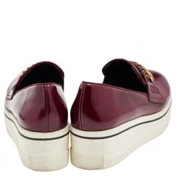 Stella McCartney Burgundy Faux Leather Chain Link Platform Slip On Loafers Size 39 For Women -Stella McCartney Sales luxury women stella mccartney used shoes p571223 004