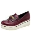 Stella McCartney Burgundy Faux Leather Chain Link Platform Slip On Loafers Size 39 For Women -Stella McCartney Sales luxury women stella mccartney used shoes p571223 006