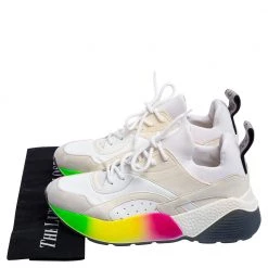 Stella McCartney White Faux Leather And Faux Suede Eclypse Low-Top Sneakers Size 39 For Women -Stella McCartney Sales luxury women stella mccartney used shoes p571464 004