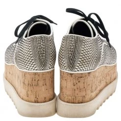 Stella McCartney Monochrome Woven Faux Leather Elyse Star Platform Lace Up Derby Size 36.5 For Women -Stella McCartney Sales luxury women stella mccartney used shoes p572678 003