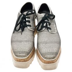 Stella McCartney Monochrome Woven Faux Leather Elyse Star Platform Lace Up Derby Size 36.5 For Women -Stella McCartney Sales luxury women stella mccartney used shoes p572678 004