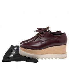 Stella McCartney Burgundy Faux Leather Elyse Platform Sneakers Size 39 For Women -Stella McCartney Sales luxury women stella mccartney used shoes p572792 001