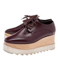 Stella McCartney Burgundy Faux Leather Elyse Platform Sneakers Size 39 For Women -Stella McCartney Sales luxury women stella mccartney used shoes p572792 003