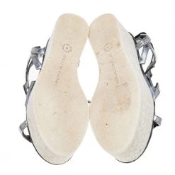 Stella McCartney Metallic Grey Faux Leather Hackney Platform Sandals Size 36 For Women -Stella McCartney Sales luxury women stella mccartney used shoes p578161 008