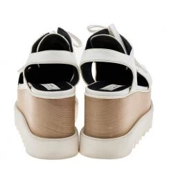 Stella McCartney White Faux Leather Elyse Cut-Out Platform Derby Size 37.5 For Women -Stella McCartney Sales luxury women stella mccartney used shoes p582271 003