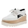 Stella McCartney White Faux Leather Elyse Cut-Out Platform Derby Size 37.5 For Women