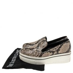 Stella McCartney Beige/Black Python Embossed Leather Platform Sneakers Size 37 For Women 17 Stella McCartney Beige/Black Python Embossed Leather Platform Sneakers Size 37 For Women -Stella McCartney Sales luxury women stella mccartney used shoes p582568 007