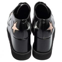 Stella McCartney Black Faux Leather Elyse Star Platform Lace Up Sneakers Size 39 For Women -Stella McCartney Sales luxury women stella mccartney used shoes p582828 008