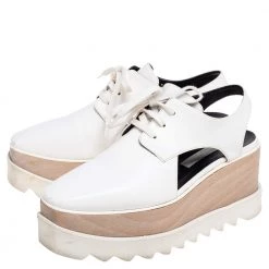 Stella McCartney White Faux Leather Elyse Cutout Platform Derby Size 36 For Women 13 Stella McCartney White Faux Leather Elyse Cutout Platform Derby Size 36 For Women -Stella McCartney Sales luxury women stella mccartney used shoes p591507 001