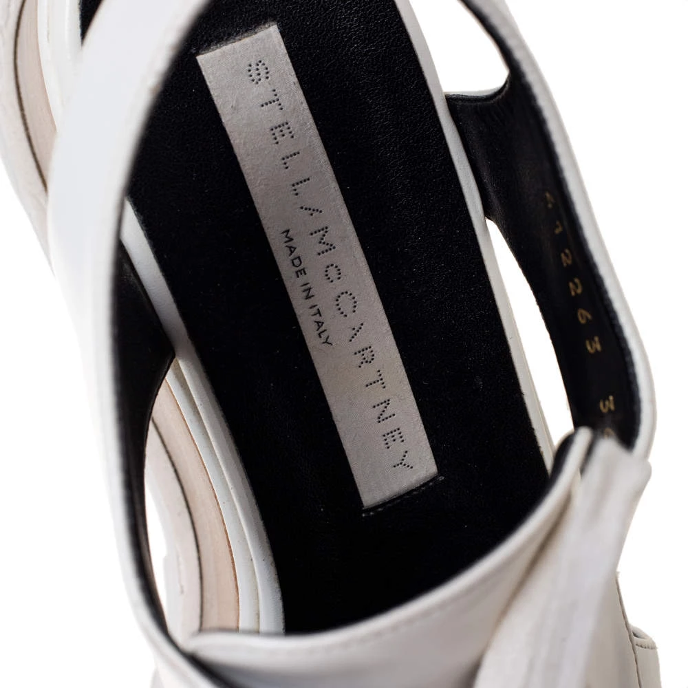 Stella McCartney White Faux Leather Elyse Cutout Platform Derby Size 36 For Women 9 Stella McCartney White Faux Leather Elyse Cutout Platform Derby Size 36 For Women - Image 7