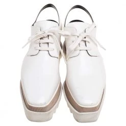 Stella McCartney White Faux Leather Elyse Cutout Platform Derby Size 36 For Women 12 Stella McCartney White Faux Leather Elyse Cutout Platform Derby Size 36 For Women -Stella McCartney Sales luxury women stella mccartney used shoes p591507 005