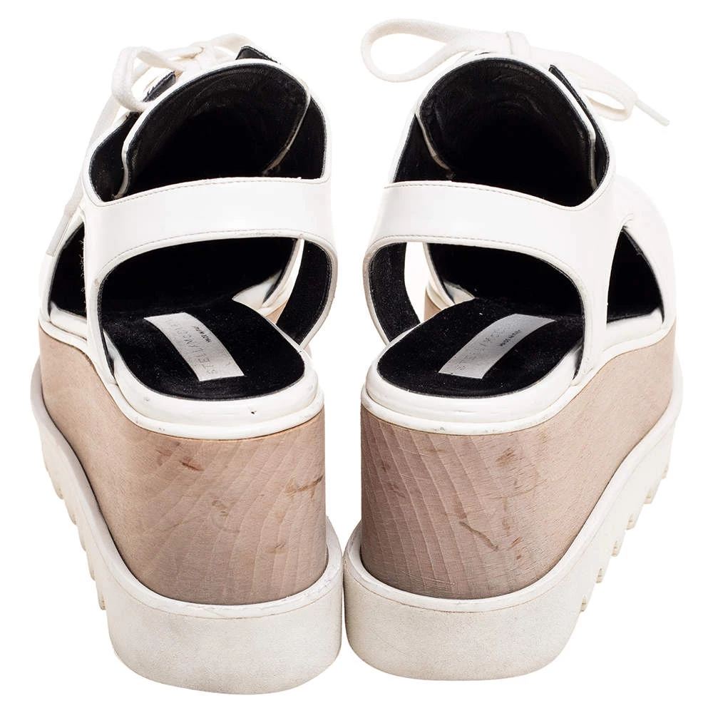 Stella McCartney White Faux Leather Elyse Cutout Platform Derby Size 36 For Women 7 Stella McCartney White Faux Leather Elyse Cutout Platform Derby Size 36 For Women - Image 5