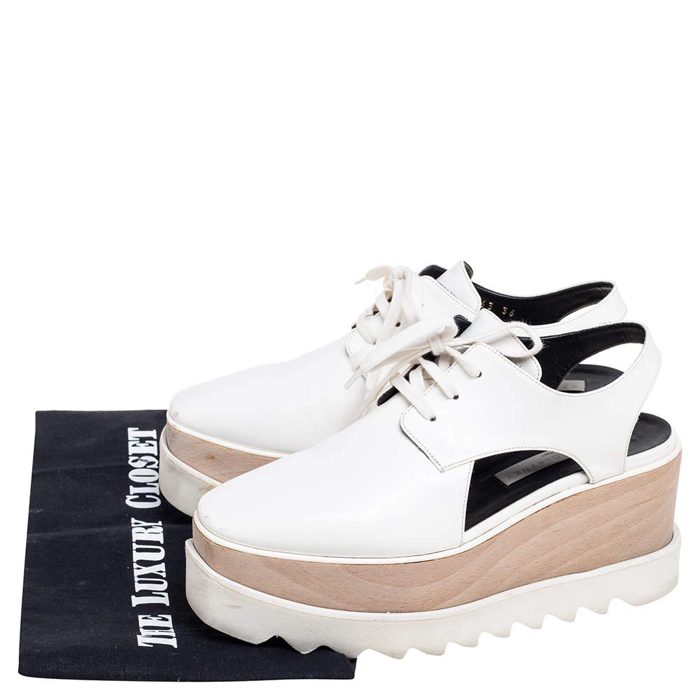 Stella McCartney White Faux Leather Elyse Cutout Platform Derby Size 36 For Women 10 Stella McCartney White Faux Leather Elyse Cutout Platform Derby Size 36 For Women - Image 8