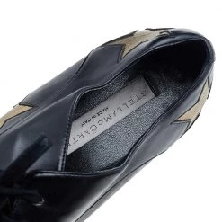 Stella McCartney Black/Gold Faux Leather Elyse Star Platform Derby Size 39 For Women -Stella McCartney Sales luxury women stella mccartney used shoes p592631 002